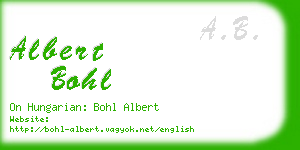 albert bohl business card